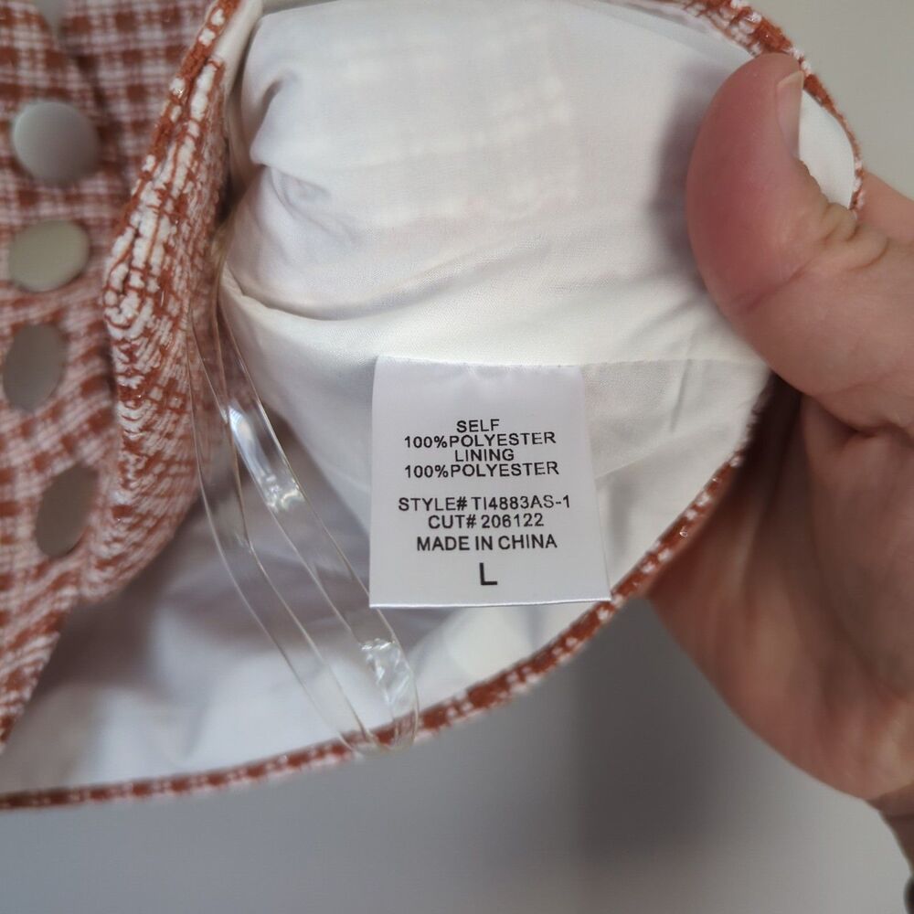Altar'd State NWT Check Plaid Micro Vest Rust Button Front Large Preppy Menswear - Picture 6 of 9